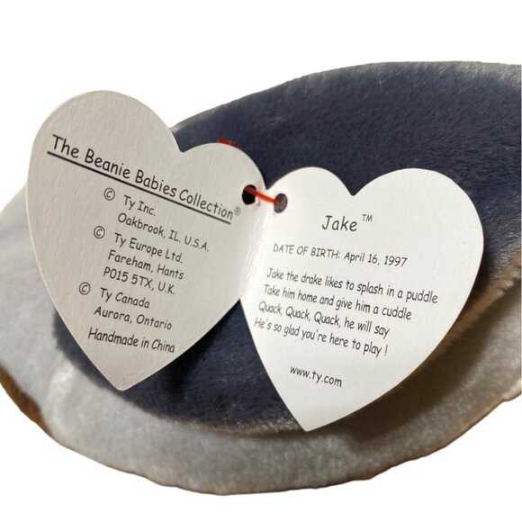 Ty Beanie Baby Jake The Mallard Duck Plush Toy Collectible 1997 Original Baby Wi - Picture 7 of 10